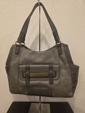 Relic Taupe Faux Leather Shoulder Bag with Gold Plate